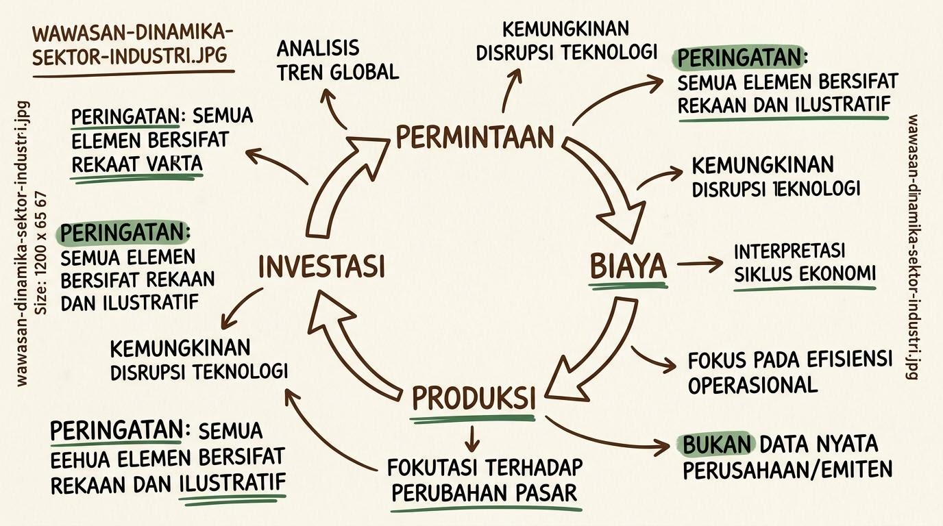 Catatan kasus tentang dinamika sektor industri di pasar modal yang digambarkan dengan grafik dan anotasi tepi
